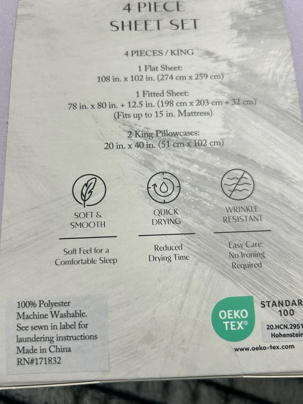 New Lavender King 4 pc. Sheet Set